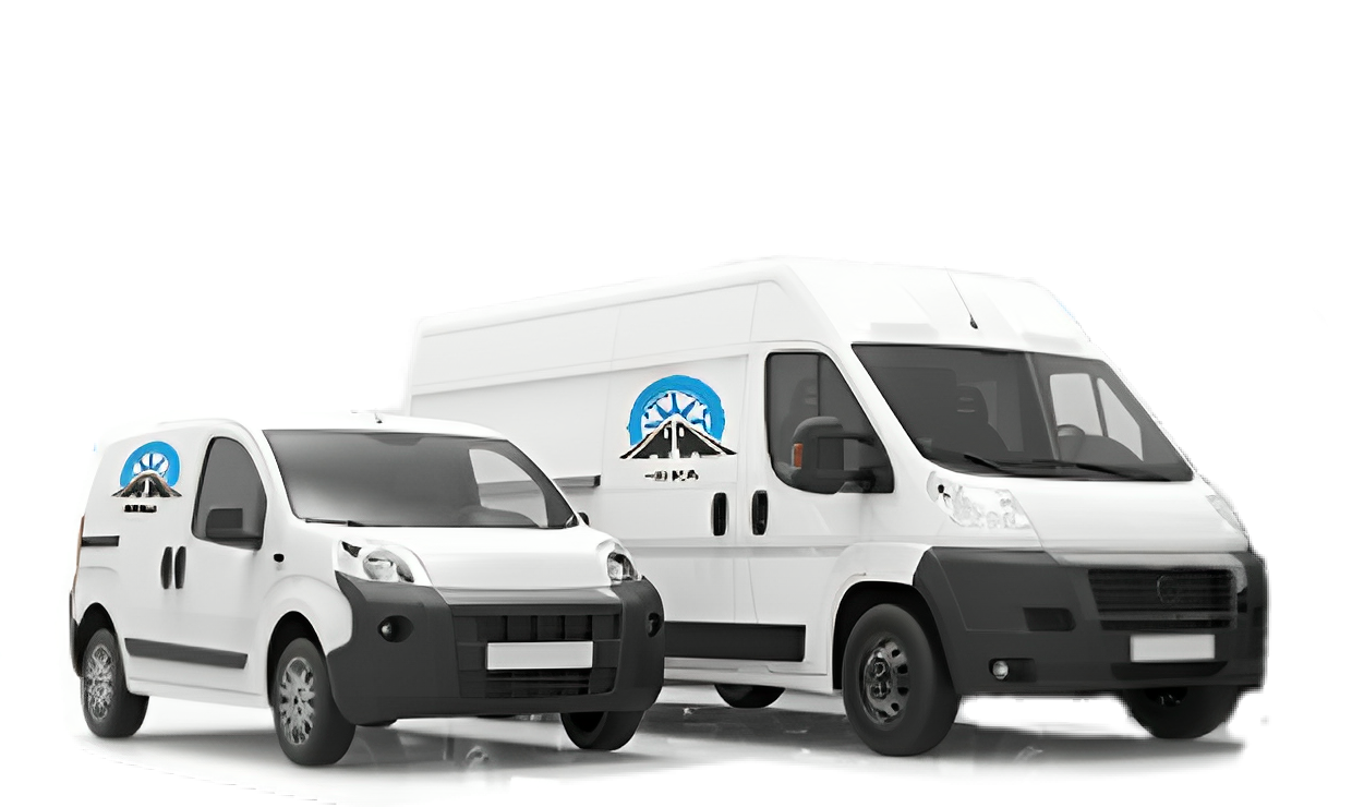 Two white Hera Transport vans